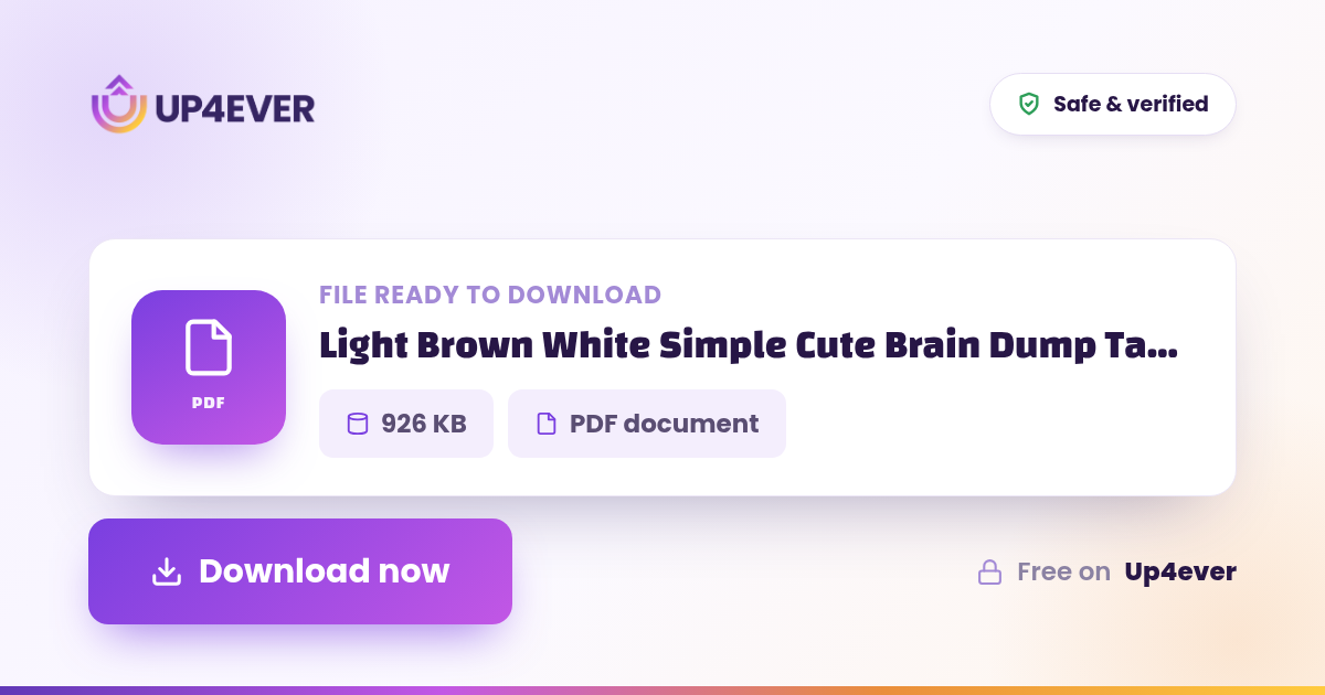Journal Format:pdf Download Light Brown White Simple Cute Brain Dump Task Organizer Bullet ...